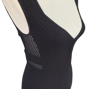 Intimately Free People Black‎ Mesh Bodycon Mini Dress V-Neck Stretch Sz M/L